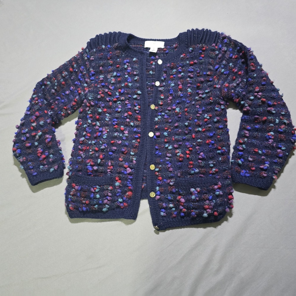 Peruvian Connection Cardigan Women Small Merino Wool‎ Hand Knit Popcorn Bobble